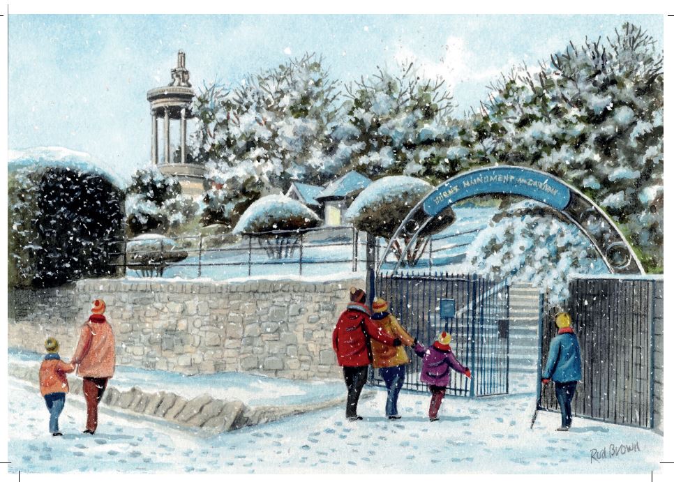 Burns Monument in Winter Christmas Cards (Pack of 10)