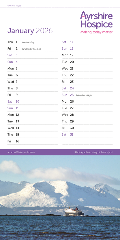 Ayrshire Hospice 2026 Calendar – “Secret Ayrshire”