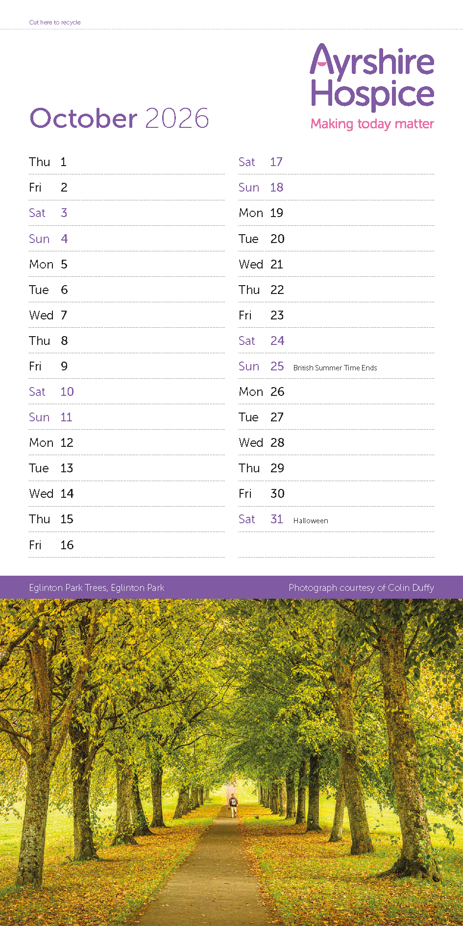 Ayrshire Hospice 2026 Calendar – “Secret Ayrshire”