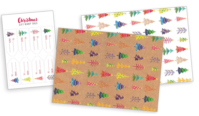 Christmas Trees Wrapping Paper & Gift Tags